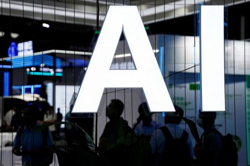 An AI (Artificial Intelligence) sign is seen at the World Artificial Intelligence Conference (WAIC) in Shanghai, China July 6, 2023.