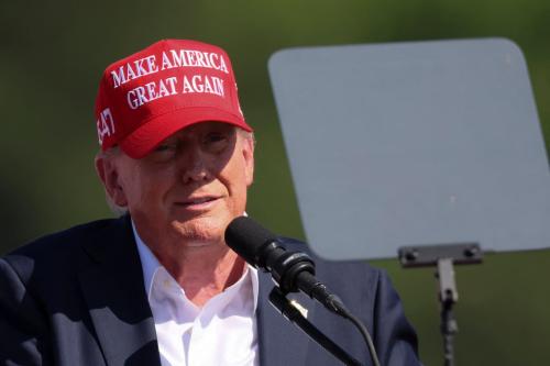 Former U.S. President and Republican presidential candidate Donald Trump speaks while holding a campaign event, in Chesapeake, Virginia, U.S. June 28, 2024.