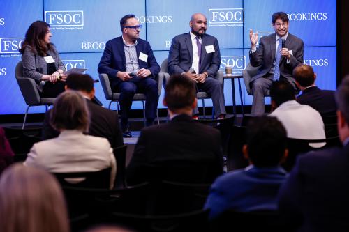 Panel of experts speaking at the FSOC/Brookings AI Conference